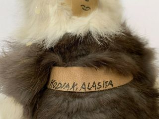 Vintage Handmade Inuit Town of KODIAK Alaska Eskimo DOLL - Real Fur Stitched 3