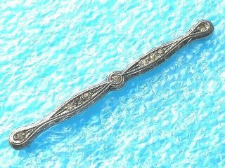 Vintage Antique Sterling Silver Victorian Art Deco Bar Pin Clear Stones 2