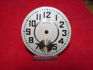 Antique Pocket Watch Dial Illinois Metal 46mm Parts For Repair Aa14