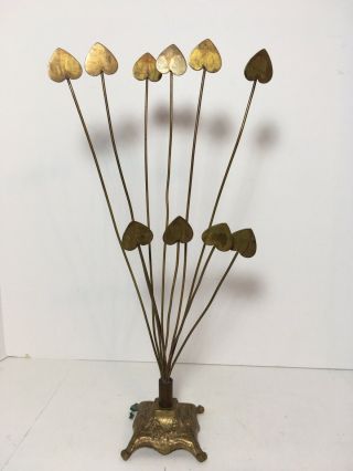 Vintage Brass Hearts Flowering Bouquet 13” Home Decor