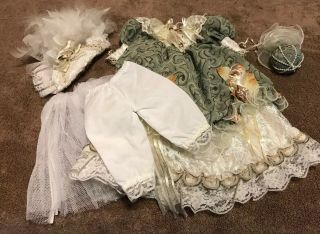Vtg Doll Dress Victorian Clothes 18” Dolls Hat Pantaloons Slip Purse Duck House