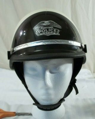 Vintage Seer Police Motorcycle Half Helmet With Ear Covers And Visor