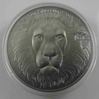 Ghana 5 Cedis 2013 Lion Head Silver Ounce Africa Antique Finish [2209