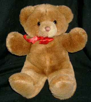 12 " Vintage Russ Berrie Cinnamon Brown Teddy Bear Stuffed Animal Plush Toy Bow
