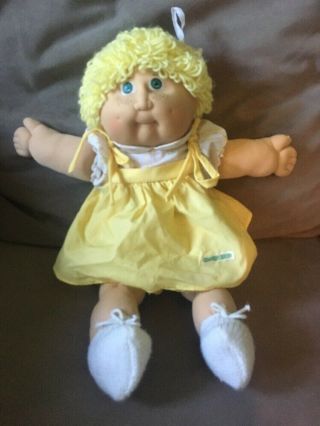 Vintage Jesmar Cabbage Patch Doll Yellow Blonde Green Eyes Freckles Dimples Cpk