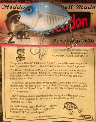 Heddon Punkinseed 2nd 9630 Fishing Lure In Xbl = Blue Shore