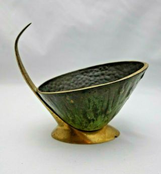 Mid Century Modern Brass Bronze Sculpture Brutalist Verdigris Bowl Vase Modern