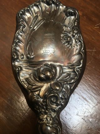 Antique Hand Mirror Lotus Flower Hope Silver Co Art Nouveau Pussy Willows