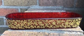Rare Antique Moser Ruby Red Gilt Glass Trinket/makeup Brush/hat Pin Tray