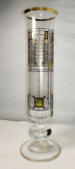 Vtg Frank Lloyd Wright Glass 10.  25” Vase 1996 Omaggio A Design Mid Century Mod 3