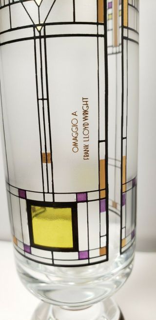 Vtg Frank Lloyd Wright Glass 10.  25” Vase 1996 Omaggio A Design Mid Century Mod 5
