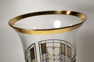 Vtg Frank Lloyd Wright Glass 10.  25” Vase 1996 Omaggio A Design Mid Century Mod 6