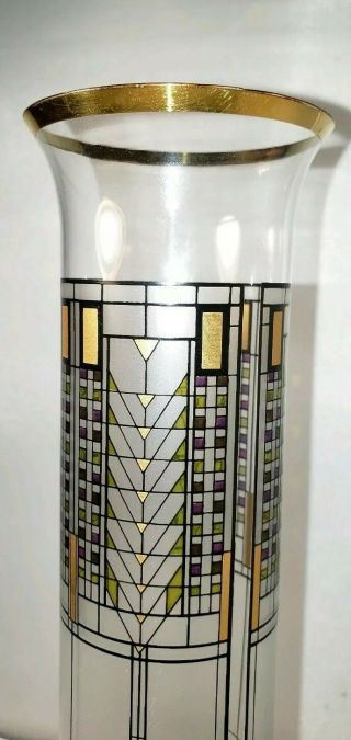 Vtg Frank Lloyd Wright Glass 10.  25” Vase 1996 Omaggio A Design Mid Century Mod 7