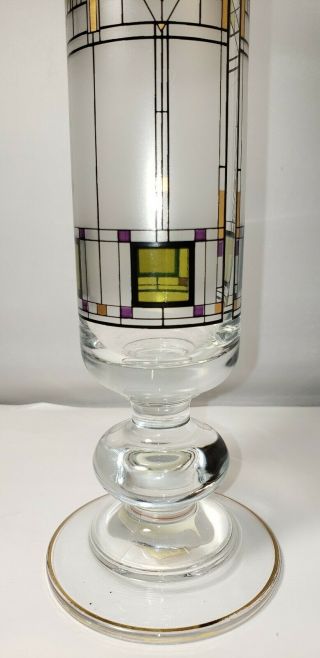 Vtg Frank Lloyd Wright Glass 10.  25” Vase 1996 Omaggio A Design Mid Century Mod 8