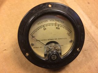 Antique Weston Model 301 Dc Volts Meter Measures 0 - 150 Vdc Gauge