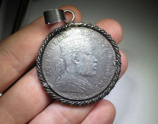 Ee1895 Ethiopia Silver 1 Birr Dollar Antique Ethiopian Currency Coin Necklace
