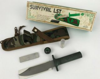 Parker Brothers Survival Lst Knife K - 535 Camouflage Sheath & Stone Box