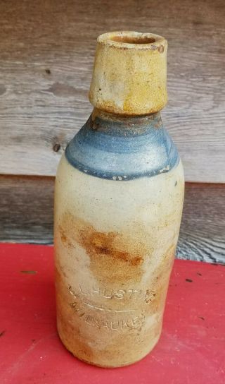 Hustings Milwaukee Wisconsin Stoneware Pottery Bottle Mead Antique Pony