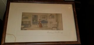 Vintage Wallace Nutting Print Woman Playing The Piano 11 5/8 " X7 5/8 " Framed