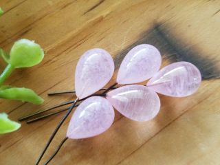Vtg Bubble Gum Pink Art Glass Embedded Wire Teardrop Glass Beads Drops Dangles