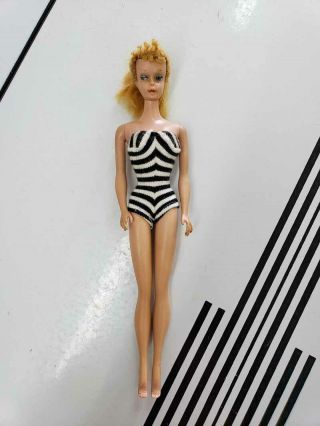 Vintage Blonde Ponytail Barbie 4 In Swimsuit Tm Solid Body