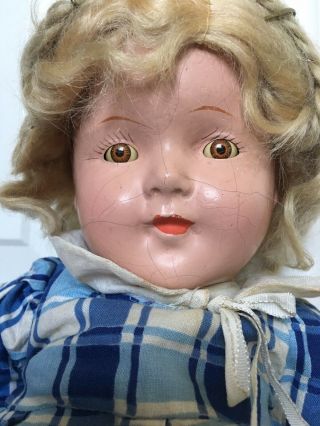 1930s Vintage 16” Composition Shirley Temple Style Doll In Dresses