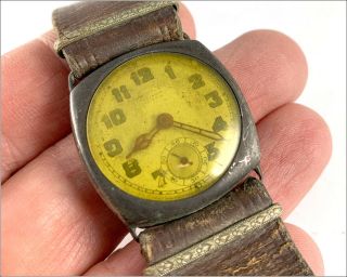 Antique Ww1 E.  Gubelin Lucerne.  800 Silver Case Trench Watch -