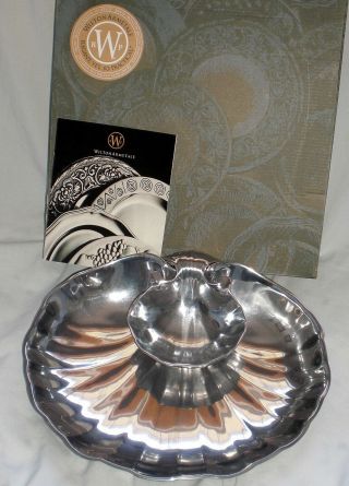 Wilton Armetale Pewter Chip Dip Bowl Clam Shell Shape Dish Hors D’oeuvres W/box