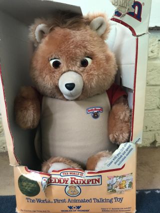 Vintage Teddy Ruxpin Bear with 4 Books and Matching Cassettes with box 2