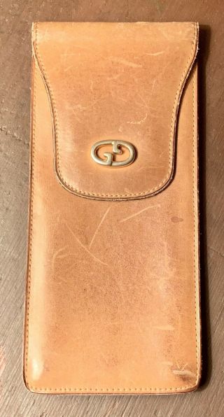 Gucci Vintage Brown Soft Leather Eyeglass Case Incredibly Soft Leather