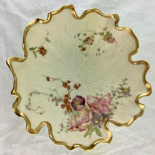Antique Royal Worcester Bowl/vase Hand Painted Flowers Gold Rims Form