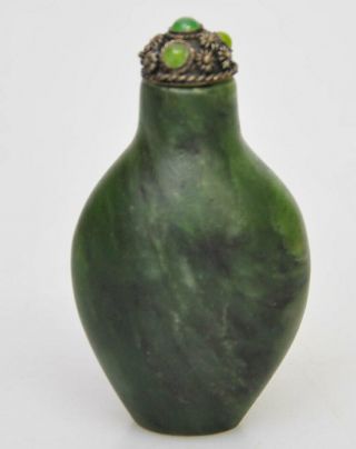 A Spinach Green Jade Chinese Snuff Bottle Qing Dynasty 19th Century
