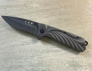 Hoffman Richter Folding Tactical Knife - Hr - 15 Assisted Open Gray Combo Edge