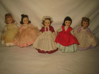 Vintage Set Of 5 Madame Alexander 8 " Hp Alexanderkin Little Women Dolls Mc2