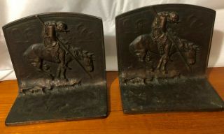 Bronze Bookends Warrior On Horse Vintage