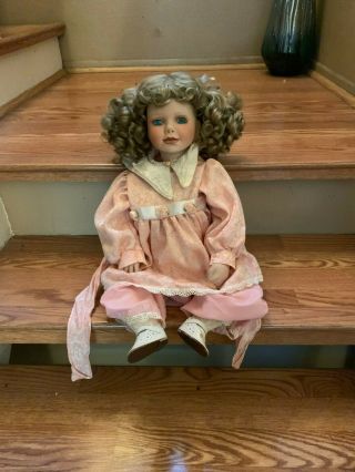 Susan Clarke Seated Young Girl Porcelain Doll Pink Dress White Lace,  Tlc