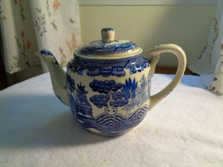 Lg Antique House Of Blue Willow Tea Pot 1898 Japan Never Been