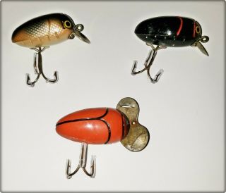 3 Millsite Rattle Bug & Paddle Plug Lures Made In Mi 1950s