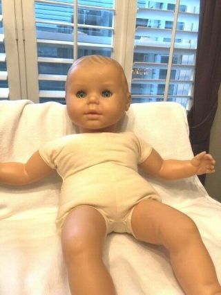 Vintage Baby Doll By Gotz 21 " Tall Sleepy Eyes Blue With Lashes Molded Hair (p)