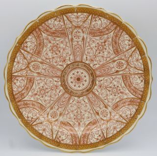 Set of 4 Antique 1887 Royal Worcester Plates Elaborate Red Gilt Pattern 3