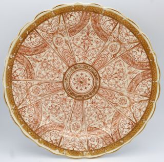 Set of 4 Antique 1887 Royal Worcester Plates Elaborate Red Gilt Pattern 5