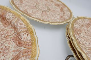 Set of 4 Antique 1887 Royal Worcester Plates Elaborate Red Gilt Pattern 8