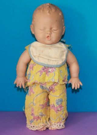 Vintage 10 " Dree - Me - Dee The Sun Rubber Co Usa Baby Boy Doll Squeaks