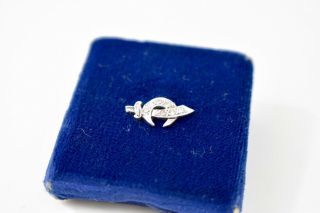 Vintage 14k White Gold & Diamonds Mystic Order Of The Shrine Shriners Lapel Pin