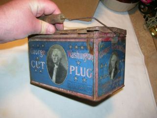Antique Vintage George Washington Cut Plug Lunch Box Tobacco Tin 2