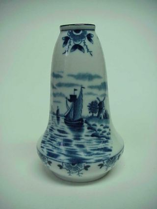 Antique Porcelain Delft Blue Bud Vase Or Hat Pin Holder