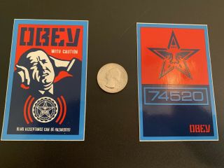 Vintage Blue Bordered Sticker Set Obey Shepard Fairey Andre The Giant Poster