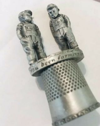You Been Farming Long? Little Boys Classic Scene On Pewter Thimble