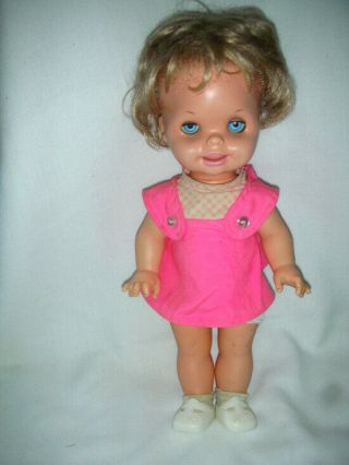 1972 Mattel Saucy Doll,  Funny Face Vintage With Dress And Shoes