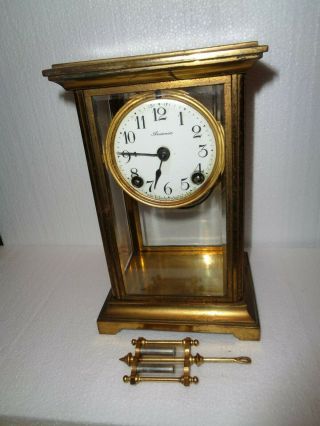 Antique - Ansonia - Brass - Crystal Regulator Clock - Ca.  1910 - To Restore - T557
